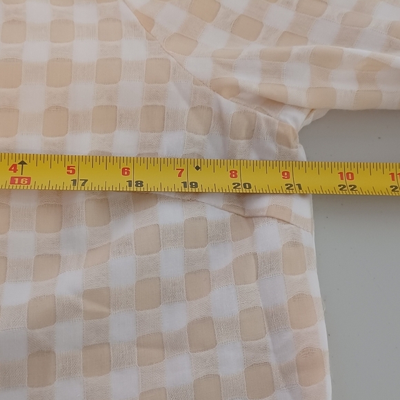 NWT FRNCH Ruffled Collar Windowpane Cottagecore Button Down Front Blouse - Picture 10 of 13